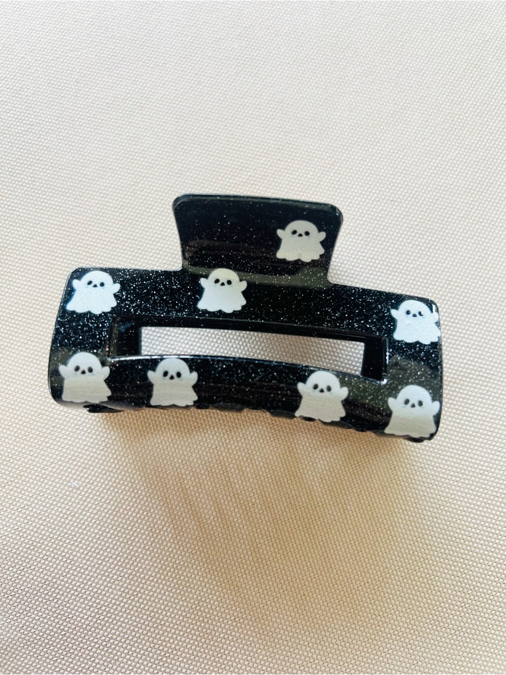 Black Ghost Print Hair Claw Clip - Picture 2 of 5